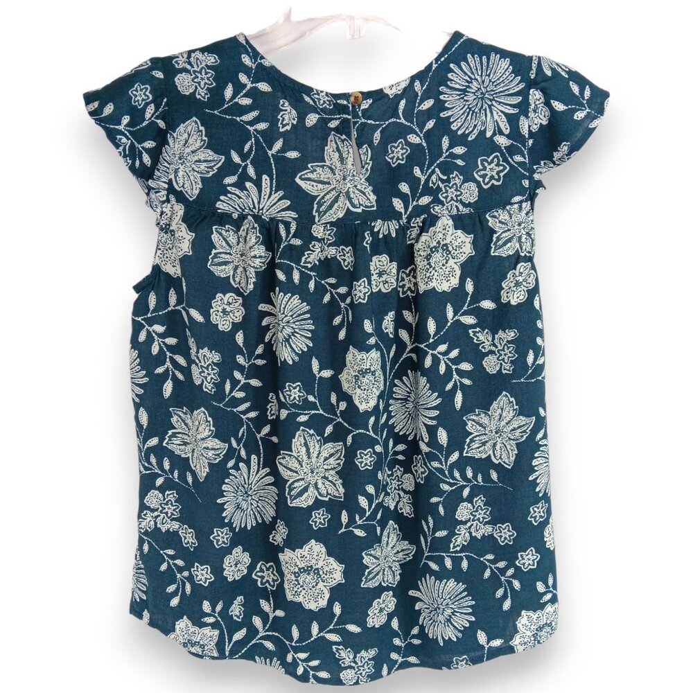 SONOMA- Women's Top-Green-White Floral-Tank-SIZE PXS-Light-Casual-Comfort